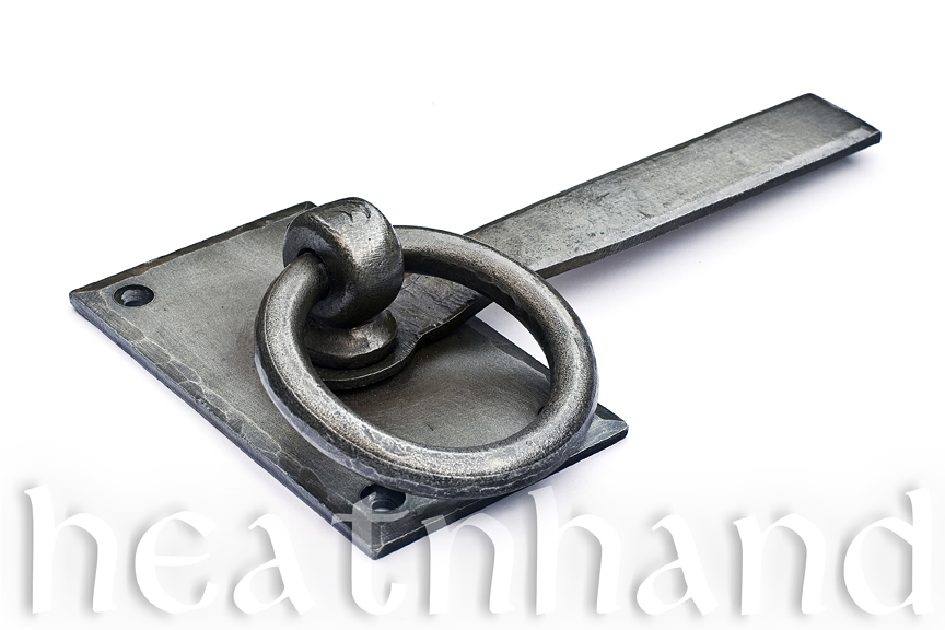 Hand forged large rectangular ring latch.