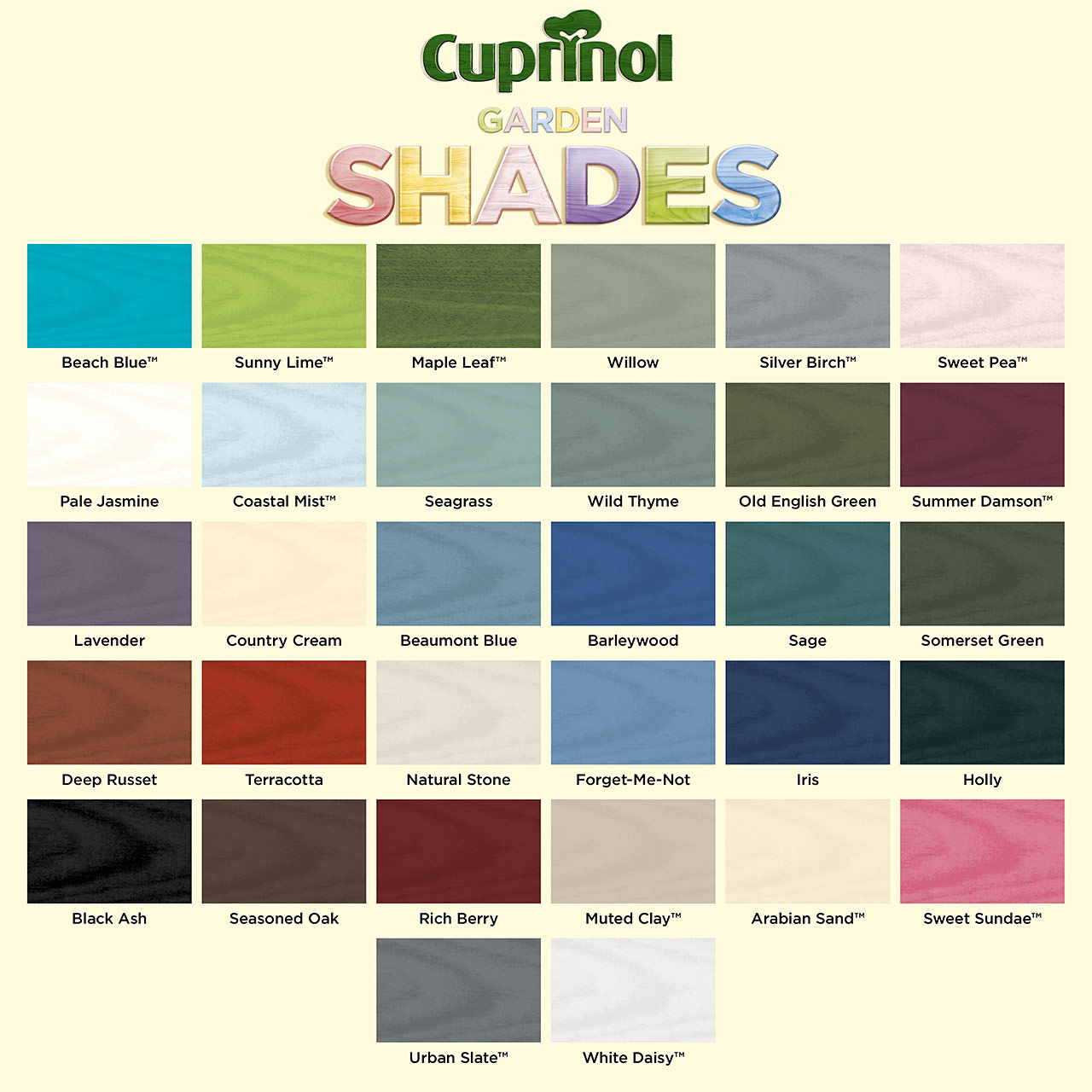Cuprinol colour chart